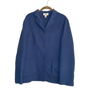 Womens Talbots Blue 100% Wool Blazer Jacket Button Closure Pockets Size 12